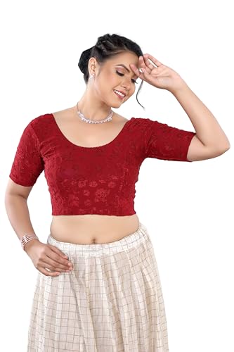 Image of Stay On Trend: Fashion Readymade Blouses for Women,Round Neckline Terry Jacquard Fabric.