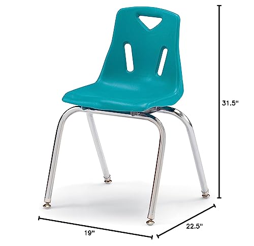 Berries Jonti-Craft 8148Jc6005 Stacking Chairs With Chrome-Plated Legs, 18" Height, Teal, Pack Of 6 #TOP3