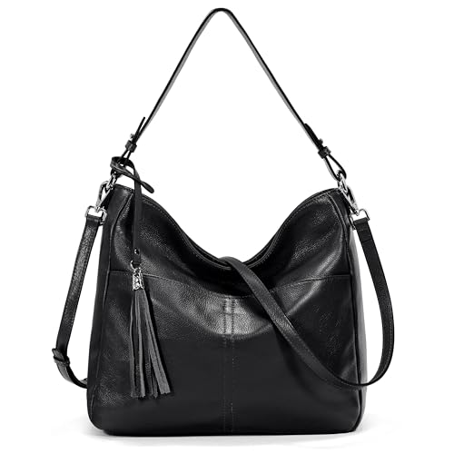 Image of YALUXE Women's Real Leather Shoulder Bag Hobo Handbag Purse Crossbody Bag