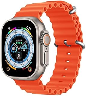 Mlosy New Silicone Compatibel with Apple Watch Ultra Ocean Strap 49mm 45mm 44mm 42mm 41mm 40mm 38mm,Soft Sport Band for iwatch Series Ultra 8 6 5 4 3 2 1 SE,42/44/45/49mm Orange