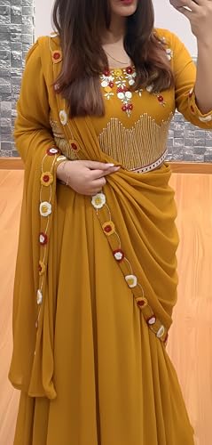 Image of Women's Sequins Thread Embroidered Georgette Semi Stitched Lehenga Choli With Dupatta (5124-Women-Lehenga-Choli-Latest)