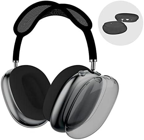 MOLOPPO for AirPods Max Case Cover, Clear Soft TPU Skin Anti-Scratch, Transparent Accessories Ultra Protective Cover for Apple AirPods Max(Clear Black)