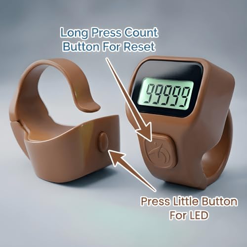 Image of Digital Finger Ring Counter, LCD Display, LED Back Light in Display, up to 99999 (Pack of 1- Any Random Colour Will Be Sent As Per Availability) (Brown)