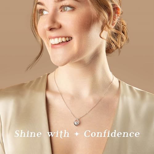 ARINZA Moissanite Necklace for Women, 1 Carat Dancing Diamond, 925 Sterling Silver Water Drop Pendant, Floating Diamond Jewelry, Gifts for Her, Wife, Mom, Anniversary, Birthday, Summer Jewelry2