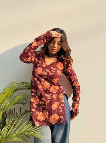 Image of ANNI Designer Cotton Short Kurti for Women | Stylish Kurti | Short Kurti Top | Casual Kurta for Women | Comfortable Cotton Kurtis for Womens
