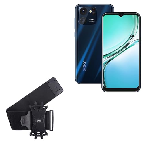 BoxWave Holster Compatible with Xgody X16 - ActiveStretch Sport Armband, Adjustable Armband for Workout and Running - Jet Black