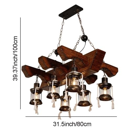 Lustre suspension 6 lumières avec chaîne en fer rustique robuste