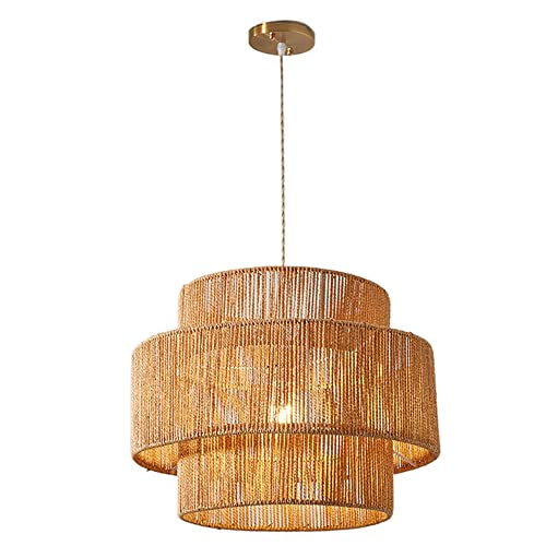 Lampe suspendue au plafond lustre en corde de chanvre double couche