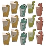 LABRIMP 漫画恐竜デザイン紙製ポップコーンバッグ 24個 耐油個包装ポップコーンホルダー パーティーと誕生日スナック収納用 食器 エンタメ