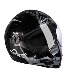 Steelbird Mens ISI Certified Printed Helmet - Adonis Lost Border Full Face Helmet with Plain Visor (Large 600MM, Mat Black with Grey)