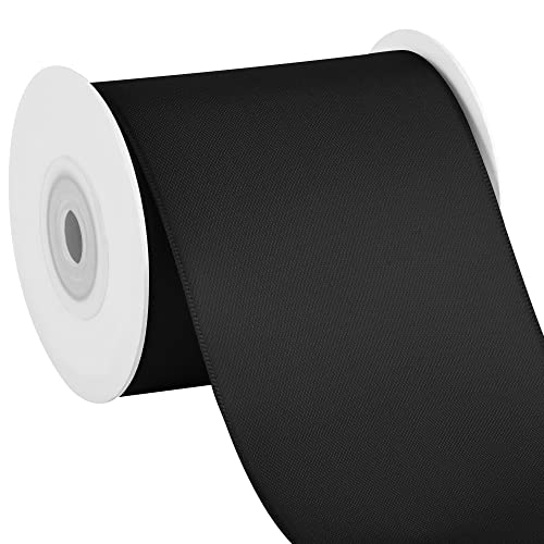 Image of LIUYAXI Black Double Faced Satin Ribbon, 3 inch X 10 Yards, Solid Fabric Ribbons Roll for Wedding Invitations, Bridal Bouquets, Sewing, Party Decorations, Gift Wrapping and More