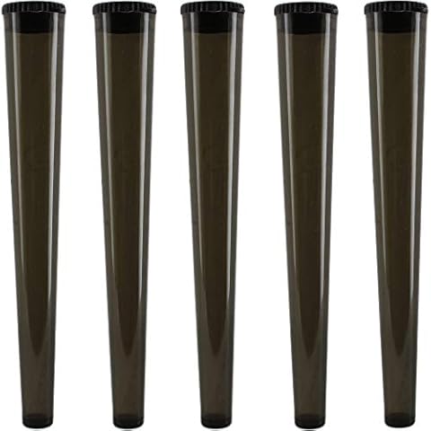 Cherry-on-Top King Size Cone Holder Air Tight Hard Plastic Tube Smoking Rolling Cig Tube, 5 Holders Black Cover