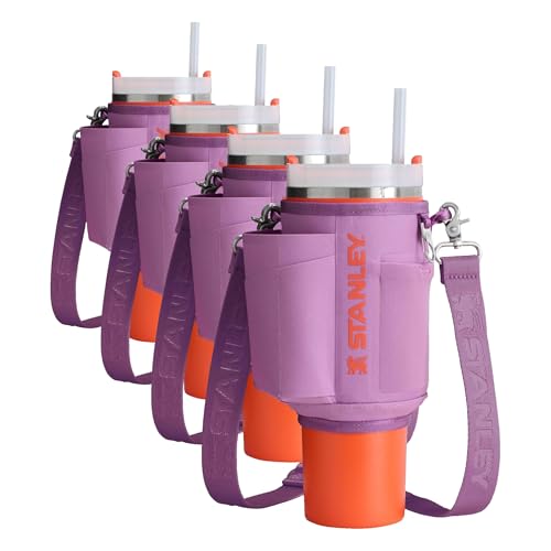 Image of STANLEY All Day Quencher Carry All for 40 oz Tumbler with Handle | Crossbody Bag with Phone Holder Pocket, Card Sleeve & Detachable Strap | Water Bottle Carrier Bag | BPA-Free | Lilac (Pack of 4)