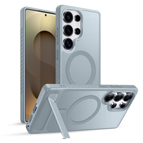Image of KARWAN️ Ultra Hybrid Matte Back Cover Case Compatible with Magnetic Stand for Samsung Galaxy S24 Ultra| Wireless Charging | Camera Bump Protection (Grey)