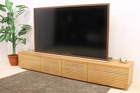 [大川家具] 無垢材 テレビボード ローボード テレビ台 TV台 風雅 type2 幅2200 ブラックチェリー ナチュラル インテリア おしゃれ 収納 日本製 組み立て不要 [設置付き]
