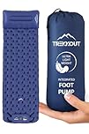 TREKKOUT Ultralight Sleeping Mat | Sleeping Pad with Built-in Foot Pump and Pillow | Compact Inflatable Camping Mat | Durable Waterproof Air Mattress for Hiking, Tent Backpacking, and Travel (Single)