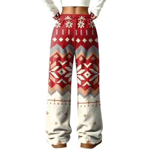 Wide Leg Pants Woman Relaxed Christmas Print Flannel Pajamas Bottom - image 7