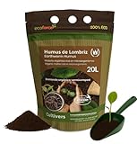 CULTIVERS Humus de Lombriz Ecológico 20 L Certificado | Abono Orgánico para Plantas y Huerto | Mejora la Estructura del Suelo y Favorece el Desarrollo Vegetal