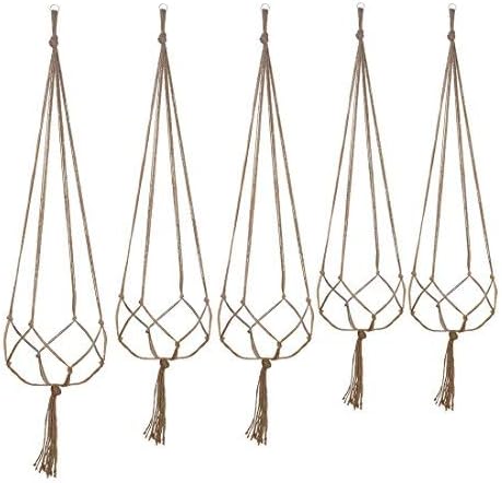 Plant Hanger Set of 5 Hanging Planter Flower Pot Plant Holder with Key Ring for Indoor Outdoor Decorations, 2 Pieces 105 cm and 2 Pieces 88 cm, 4 Legs