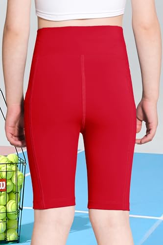 Girls High Waisted Athletic Shorts with Pockets Leggings Biker Running Dance Yoga Gymnastics Workout Shorts3