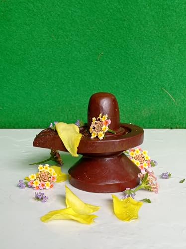 Image of Akhand Shivling Natural & Original Narmada Stone Shivling, Narmadeshwar 4 x 4 Inch for Worship at Home (Brown)