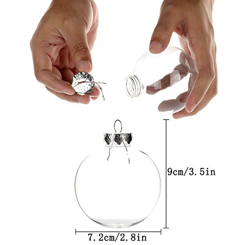 SUIE Pacote com 12 bolas de plástico transparente, bolas de enfeite de Natal, bolas grandes redondas