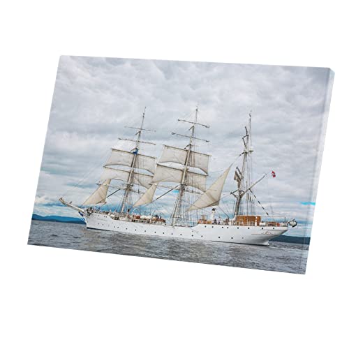 Affiche poster bateau vintage blanc déco salon bord de mer grande toile 90x60
