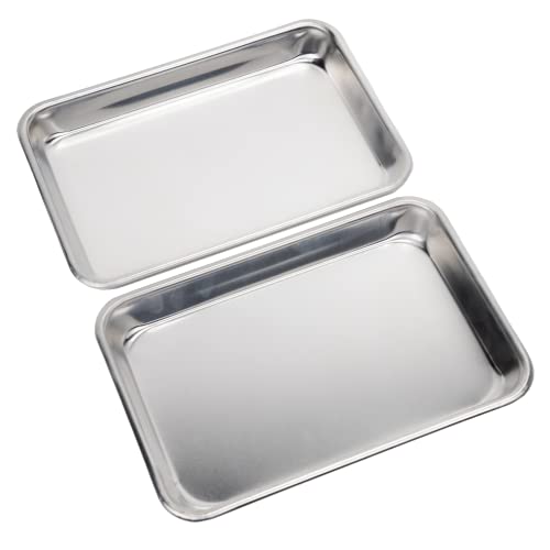 Image of KITCHENATICS Toaster Oven Pan Nonstick Aluminum Small Tray Set of 2 | Sized for dorm rooms, RVs and apartment kitchens with limited toaster or countertop oven space