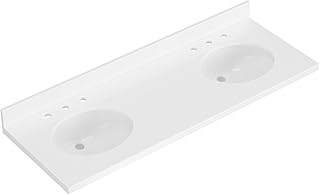 ARIEL 61 inch Double Bathroom Vanity top with Sink, 1.5 Inch Thick Miter...