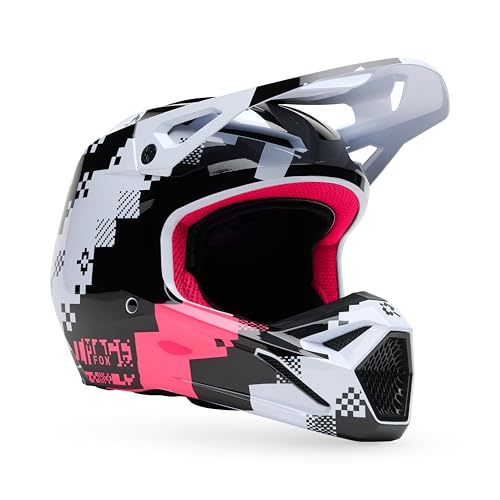 Fox Racing Unisex V1 Motocross Dirt Bike Helmet, Black/Pink, XX-Large