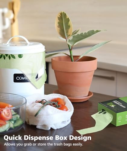 Ayotee 1.6-2 Gallon Compostable Trash Bags With Handle Tie, Ayotee 50 Count Mini Biodegradable Kitchen Food Scrap Waste Bags thumb #3