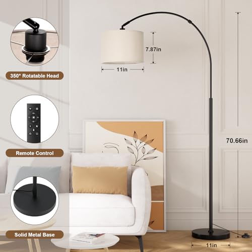 70" Dimmable Arc Floor Lamp with Remote, Color Temp Adjustable - Image 2