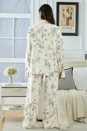 Image of YiNi LuLu Womens Pajamas Set 2 Piece Long Sleeve Sleepwear Button Down Pjs Lounge Set Nightwear with Pockets