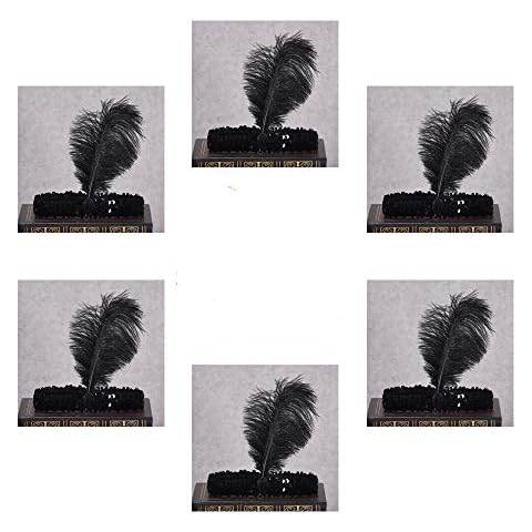 BLUE GARLIC 20pcs 1920s Flapper Headband Black Sequins Headpiece for Women Gatsby Headpiece 20s Hair Costume Accessory Cover