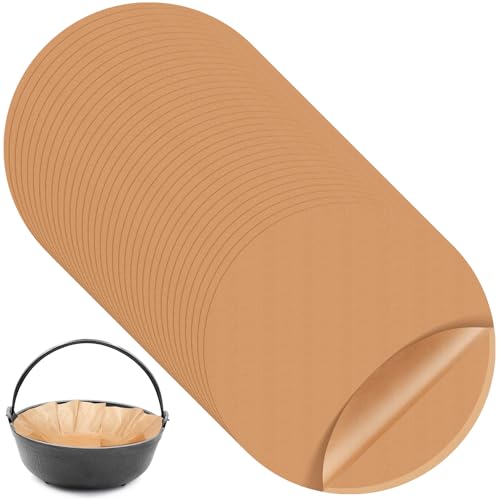 Teenyyou 40 Pcs 20 Inch Round Parchment Paper Dutch Oven Liners Disposable Unbleached Baking Paper for Cake Pan, Air Fryer, Steamer, BBQ Party, Cakes, Pizza, Meats and Vegetables