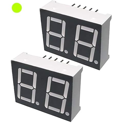 AERZETIX - C46112 - Satz von 2 - Digitalanzeige - Modul - Lichtpaneel - Anzeige - 25x19x8mm - LED 7 Segment - Gelb-Grün - THT - Anzahl der Ziffern 2 Cover