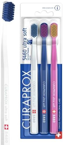 Curaprox CS 5460 Cepillo De Dientes Ultrasuave – Cuidado Dental Y De Encías Para Adultos | Cerdas Curen® Supersuaves Para Una Limpieza Delicada | Blanco | Azul Oscuro | Rosa | Paquete Individual