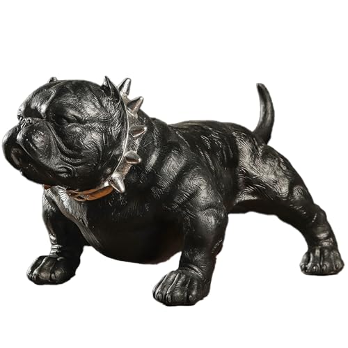 ZKSYLSM Estatua de bulldog negro – Escultura de perro de resina grande de 12.6 pulgadas, figura de toro americano y estatua de Pitbull para decoración moderna del hogar, regalo coleccionable para los