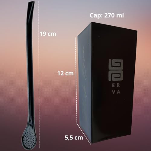 Kit Para Tereré Garrafa Lisa Black Erva Mate 500g Copo Cuia Quadrado Acrílico Bomba Clássica Preta (