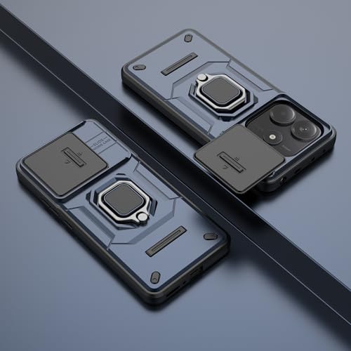 Image of Thermoplastic Polyurethane Camshield Pro Case With Slide Camera Protection And Ring Stand Bumper Back Case Cover For Mi Redmi Note 14 5G (Blue)