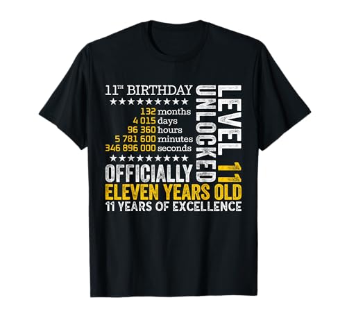 11th Birthday Level Up Gamer Style – 11 Years Old Vintage T-Shirt