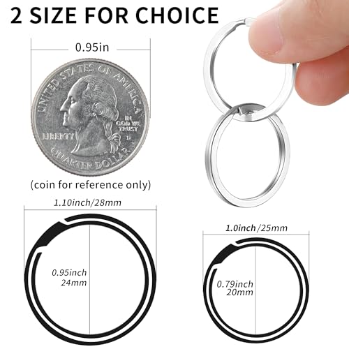 Image of Gkeygo Key Rings, 12 pcs Stainless Steel Key Ring for Keychains, 1inch Flat Split Keychain Ring for Car Keys Dog Ring Tag Lanyards Home School Office DIY, Silver