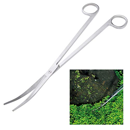 Faneli 25 cm Edelstahl Gebogene Spitze Schere für Aquarium Wasserpflanzen, Silber