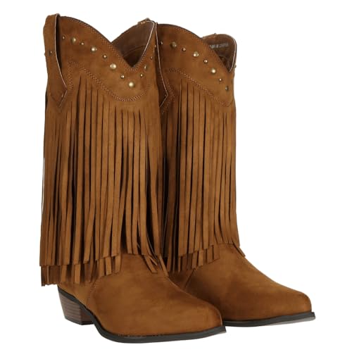 SheSole Women's Extra Wide Calf Fringe Boots Wide Width Western Cowgirl Cowboy Boots Plus Size Comfortable for Full Figures4
