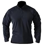 RTRDE Mens Stylish Shirt - Quarter Zip Long Sleeve Mock Neck Pullover Outdoor Tactical Camouflage Shirt Big and Tall Cool Shirts Men Tops Camiseta Manga Larga (XXL - Black)