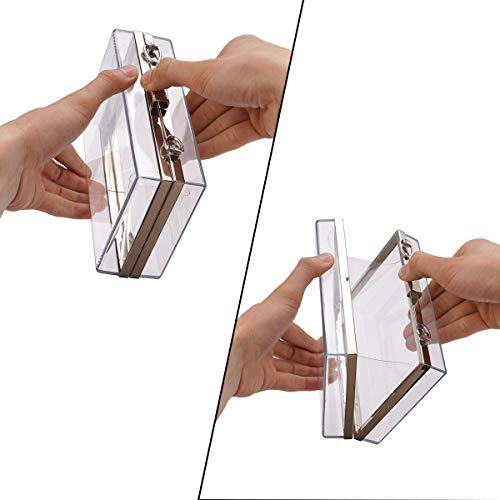Cuteclear Clear Acrylic Clutch Purse For Women Transparent Plastic Box Crossbody Shoulder Bag Stadium Approved & Concert (Silver) #TOP5