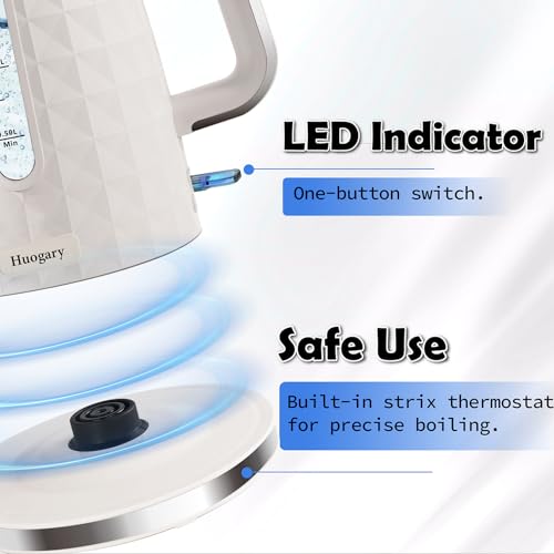 Hervidor eléctrico Huogary 1.7L 1200W blanco miniatura 3