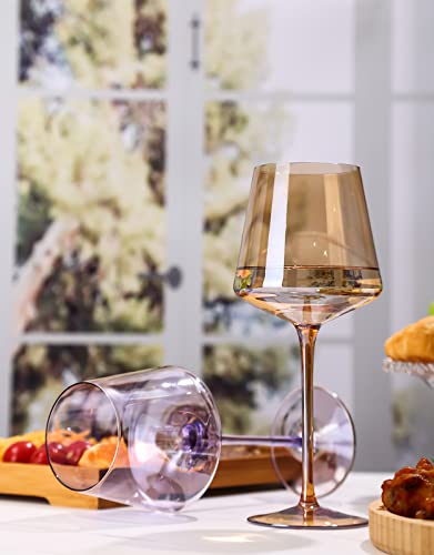 Physkoa Colored Wine Glasses Set Of 6 - Colored Wine Glasses With Stems,Stemmed Multi-Color Wine Glasses,Crystalhand-Blown,Color Glassware,Great For All Occasions & Special Celebrations #TOP4