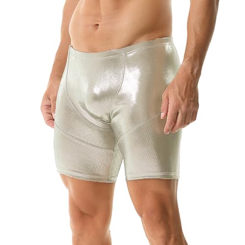 YUFEIDA Mens Metallic Shiny Shorts Muscle Fit Workout Lounge Boxer Shorts Trunks2