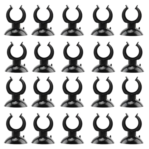 YAZWUR 20 piezas ventosas para calentador de acuario, clips de soporte para calentadores estándar, abrazaderas para acuarios (negro)